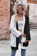 Load image into Gallery viewer, Contrast Open Front Dropped Shoulder Longline Cardigan