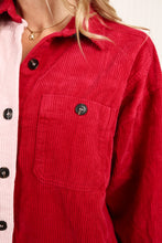 Load image into Gallery viewer, GeeGee Full Size Two-Tone Raw Hem High-Low Corduroy Jacket