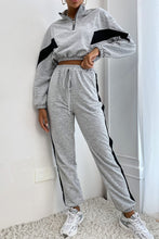 Load image into Gallery viewer, Contrast Quarter-Zip Cropped Sweatshirt and Joggers Set