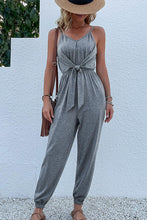 Load image into Gallery viewer, Tie Front Spaghetti Strap V-Neck Jumpsuit