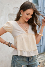 Load image into Gallery viewer, Deep V Frill Trim Babydoll Blouse