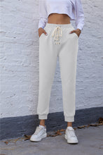 Load image into Gallery viewer, Lace Up Cropped Joggers with Pockets