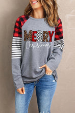 Load image into Gallery viewer, MERRY CHRISTMAS Mixed Print Round Neck Top