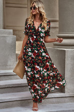 Load image into Gallery viewer, Floral V-Neck Short Flounce Sleeve Dress