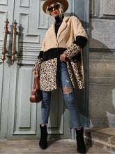 Load image into Gallery viewer, Leopard Color Block Longline Teddy Coat