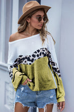 Load image into Gallery viewer, Leopard Color Block Waffle-Knit Top