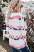 Load image into Gallery viewer, Striped Round Neck Long Sleeve Tee