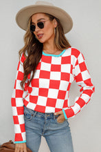 Load image into Gallery viewer, Checkered Round Neck Sweater