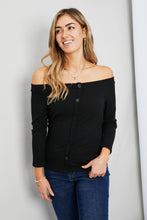 Load image into Gallery viewer, Culture Code Buttoned Off-Shoulder Ribbed Top