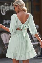 Load image into Gallery viewer, Tie-Back Ruffled Hem Square Neck Mini Dress