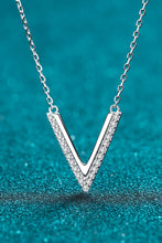 Load image into Gallery viewer, Sterling Silver V Letter Pendant Necklace DIBS 7007