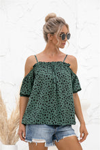 Load image into Gallery viewer, Printed Cold-Shoulder Frill Trim Blouse