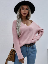 Load image into Gallery viewer, Deep V Rib-Knit Sweater