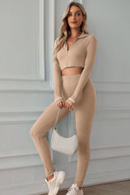 Load image into Gallery viewer, Zip Up Cropped Top and Leggings Yoga Set