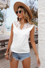 Load image into Gallery viewer, Split Neck Crochet Patchwork Tank Top
