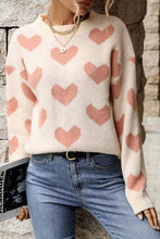 Load image into Gallery viewer, Heart Pattern Dropped Shoulder Sweater