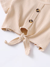 Load image into Gallery viewer, Girls Ribbed Buttoned Top and Flare Pants Set