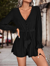 Load image into Gallery viewer, Long Flounce Sleeve V-Neck Romper