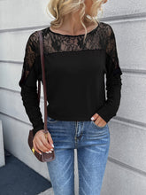 Load image into Gallery viewer, Lace Long Sleeve Round Neck Tee