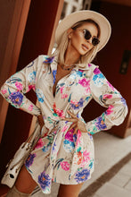 Load image into Gallery viewer, Floral Tie Waist Mini Shirt Dress