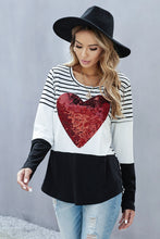 Load image into Gallery viewer, Red Heart Sequins Striped Top