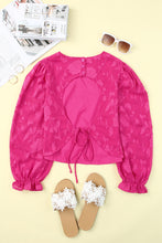 Load image into Gallery viewer, Applique Open Back Flounce Sleeve Top