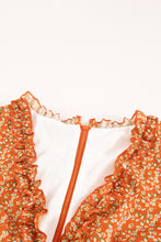 Load image into Gallery viewer, Ditsy Floral Frill Trim Flounce Sleeve Plunge Dress