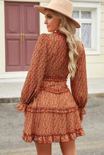 Load image into Gallery viewer, Ditsy Floral Frill Trim Flounce Sleeve Plunge Dress