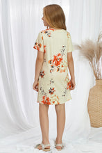 Load image into Gallery viewer, Girls Floral V-Neck Twisted Dress