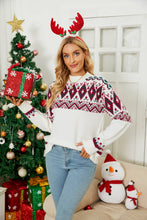 Load image into Gallery viewer, Geometric Crewneck Dropped Shoulder Sweater