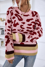 Load image into Gallery viewer, Leopard Round Neck Long Sleeve Sweater
