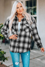 Load image into Gallery viewer, Plaid Curved Hem Button Down Shirt Jacket