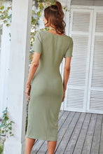 Load image into Gallery viewer, Button Down Square Neck Knit Midi Dress