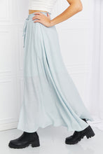 Load image into Gallery viewer, Sweet Lovely by Jen Full Size Leaps and Bounds Slit Maxi Skirt in Misty Blue