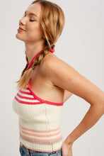 Load image into Gallery viewer, Striped Rib-Knit Halter Neck Top