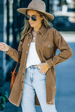 Load image into Gallery viewer, Corduroy Button Down Longline Shirt Jacket