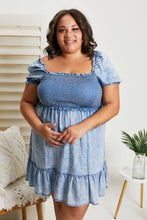 Load image into Gallery viewer, GeeGee Leading Lady Full Size Mineral Wash Chambray Dress