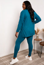 Load image into Gallery viewer, Zenana Full Size V-Neck High-Low Top and Leggings Loungewear Set in Teal