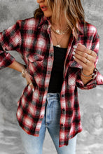 Load image into Gallery viewer, Plaid Curved Hem Button Down Shirt Jacket