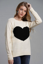 Load image into Gallery viewer, Heart Graphic Raglan Sleeve Pullover Sweater