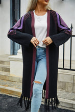Load image into Gallery viewer, Double Take Geometric Fringe Hem Open Front Duster Cardigan