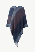 Load image into Gallery viewer, Color Block V-Neck Brushed Poncho