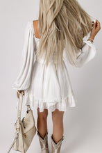 Load image into Gallery viewer, Ruffle Hem Tie-Back Balloon Sleeve Mini Dress