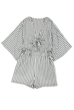 Load image into Gallery viewer, Striped Tie-Front Plunge Romper with Pockets