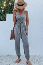 Load image into Gallery viewer, Tie Front Spaghetti Strap V-Neck Jumpsuit