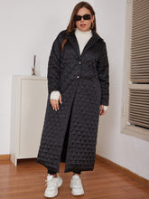 Load image into Gallery viewer, Plus Size Snap Front Lapel Collar Quilted Duster Coat