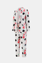Load image into Gallery viewer, Polka Dot Floral Shawl Collar Blazer and Belted Pants Set