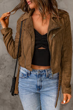 Load image into Gallery viewer, Vegan Suede Zip Detail Jacket