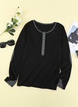 Load image into Gallery viewer, Elbow Patch Waffle Knit Henley Top