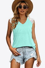 Load image into Gallery viewer, Spliced Lace Curved Hem Blouse